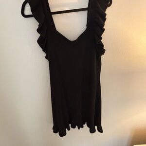 Anthropologie Black Ruffled Blouse